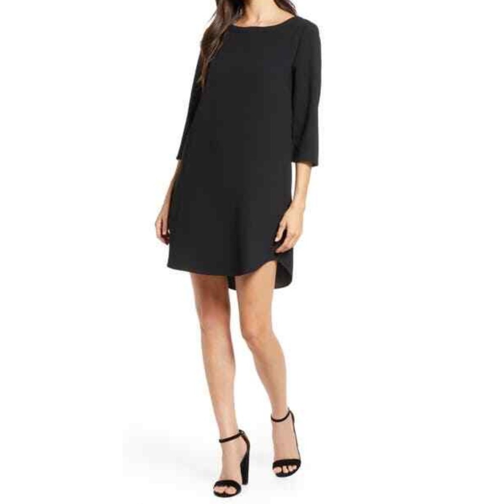 BB Dakota Jazlyn Crepe Shift Dress In Black XS Zip Short Steve Madden